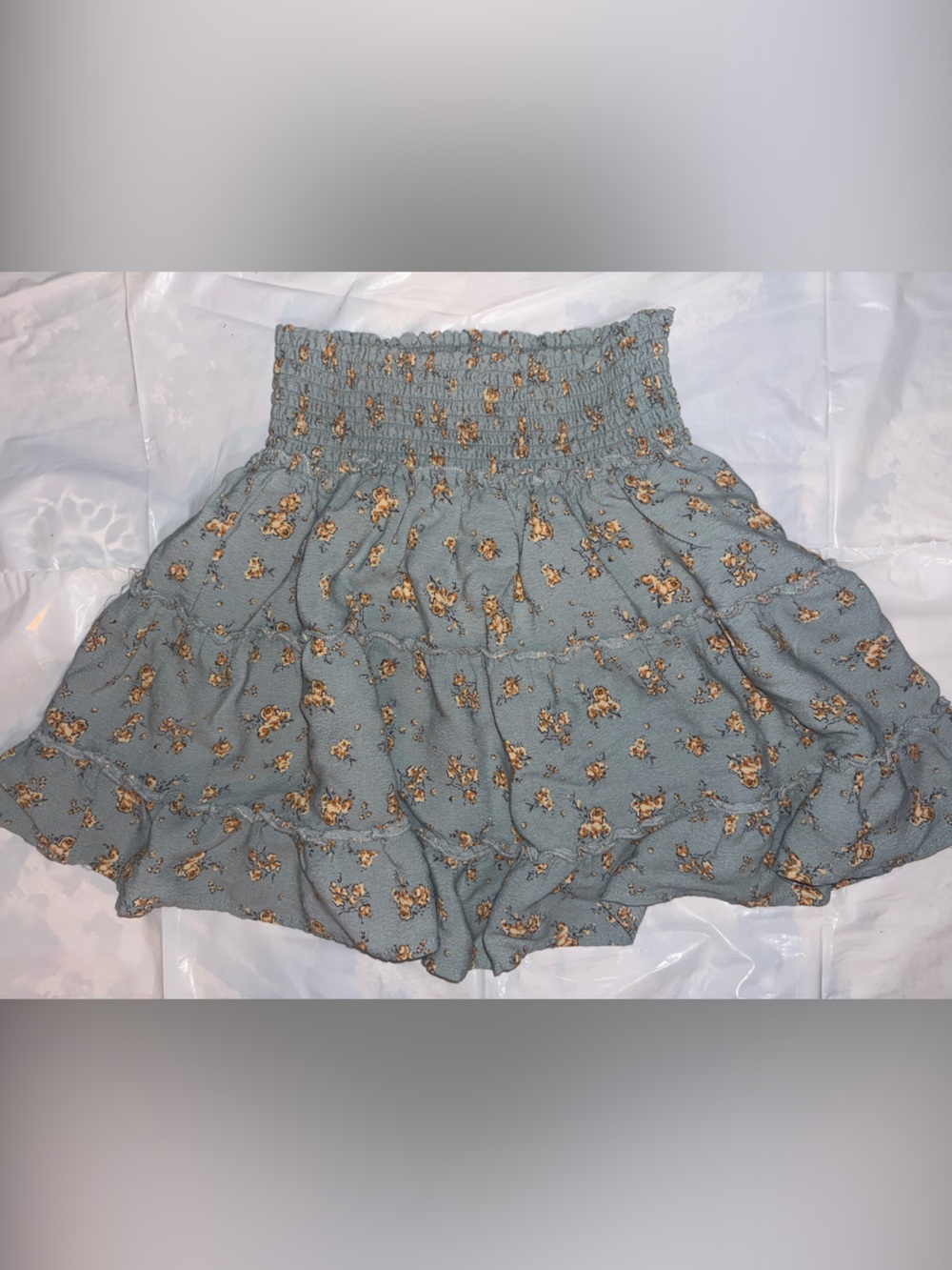 GARAGE;XS ~ Women's *Cottage Core/ Retro Y2K Vibes* Dusty Blue Floral Mini-Skirt